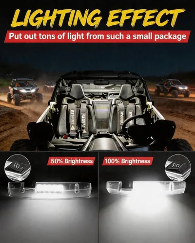 Miniatura 6 de Luz de techo interior para UTV, ANGU-OFFROAD Luz LED universal para montaje en barra antivuelco para luces de cúpula UTV, luces de jaula de utilidad