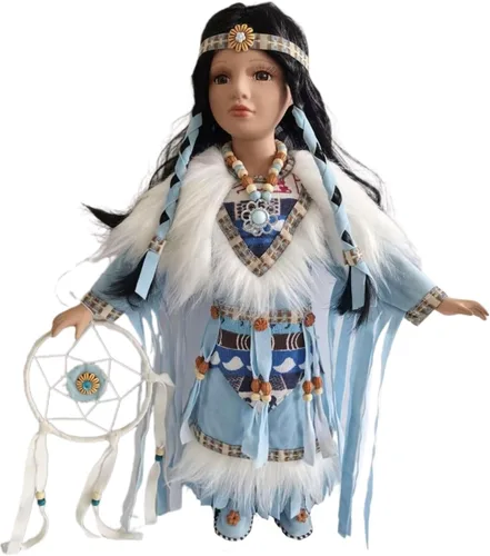 Miniatura 5 de KINNEX COLLECTIONS SINCE 1997 Muñeca coleccionable de porcelana india india americana de 16" (Induma) D16747 Editon