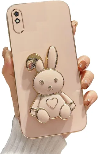 Miniatura 99 de Estuche con soporte de conejo de corazón para Xiaomi Redmi Note 10S, galvanizado suave TPU protector delgado a prueba de golpes con lindo conejito