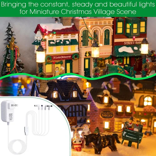 Miniatura 5 de Umigy 2 adaptadores de corriente de 4.5 V compatibles con accesorios iluminados Lemax, adaptador de corriente CA y CC para luces de pueblo