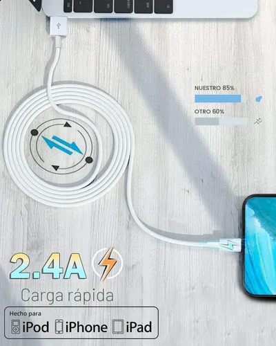 Miniatura 3 de Susnwere Cable de carga extra largo para iPhone de 15 pies, [certificado Apple MFi], cable USB a Lightning de 15 pies, cable de carga rápida