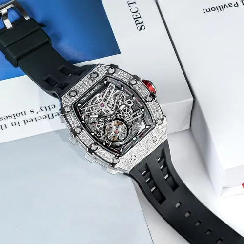Miniatura 7 de Tonneau - Reloj automático para hombre, reloj de esqueleto de lujo para hombre, mecánico, resistente al agua, analógico, reloj de pulsera