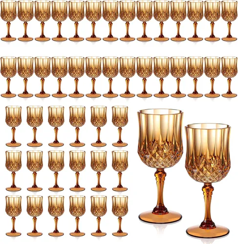 Miniatura 29 de XUWAIDSGN 48 Pcs Copas de Vino Vintage de Plástico de 7oz Vasos para Beber Vasos Irrompibles Cristalería para Bodas Copas de Agua de Cristal Goblets