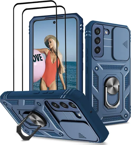 Miniatura 20 de Jeylly Funda para Samsung Galaxy S22 5G con [2 protectores de pantalla de vidrio templado], a prueba de golpes, grado militar, funda protectora