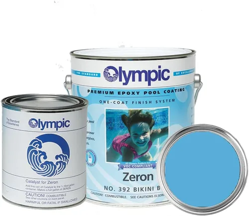 Pintura para piscina olímpica - Zeron - Azul Bikini - 1 galón - pintura epoxi de dos partes para piscina - una capa para piscinas de yeso, fibra de
