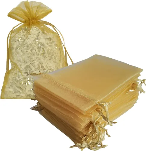 Miniatura 42 de Bolsas de regalo de organza de 5 x 7 pulgadas con cordón para joyas, dulces, flores de lavanda secas, 100 bolsitas rojas, bolsa de malla de tela
