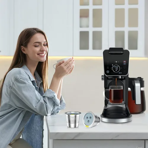 Miniatura 5 de Tazas K reutilizables de acero inoxidable compatibles con cafetera Ninja, cápsulas de café reutilizables K Cup, filtros de café reutilizables