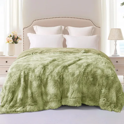 Miniatura 27 de Exclusivo Mezcla Manta de Cama Mullida de Piel Sintética Tamaño King, Mantas Reversibles Shaggy de Vellón Sherpa Teñido Tie Dye, Mantas Mullidas
