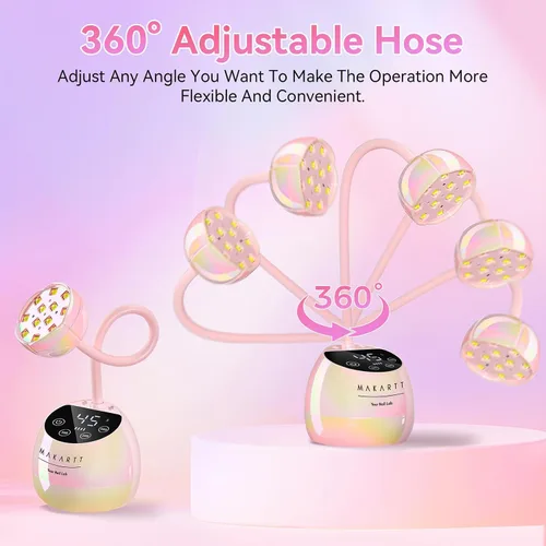 Miniatura 5 de Makartt Lámpara LED UV para Uñas - Luz UV de Cuello de Ganso para Uñas Inalámbrica Recargable USB 39W Secadora Lámpara LED con Sensor Automático 4