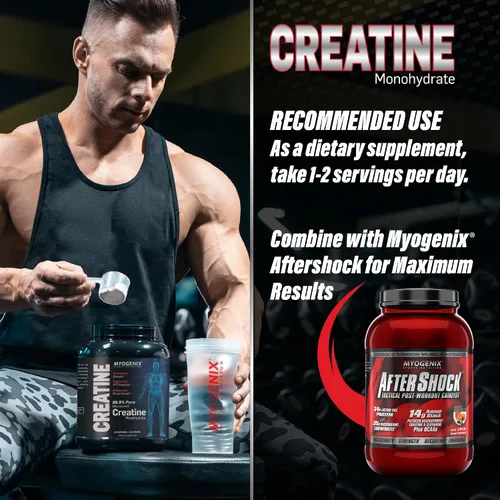 Miniatura 5 de Myogenix Monohidrato de creatina, polvo de creatina pura para fuerza y resistencia, apoya la producción de ATP y la fuerza muscular, sin aditivos