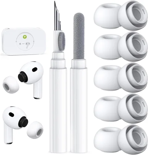Miniatura 10 de 4 pares de puntas de repuesto para AirPods Pro 2ª/1ª generación con kit limpiador, orificio de reducción de ruido y pantalla protectora contra