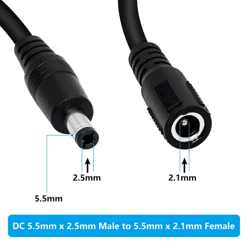 Miniatura 3 de DC 0.217 in x 0.098 in macho a 0.217 in x 0.083 in hembra Plug Jack Cable de alimentación de extensión para cámara de seguridad, CCTV (2m/6.56ft)