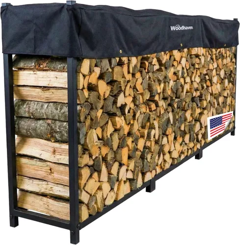 Woodhaven Estante para leña de 12 pies – Marca americana – Estante elevado de almacenamiento de madera de 3/4 cables – Mantiene la madera seca y