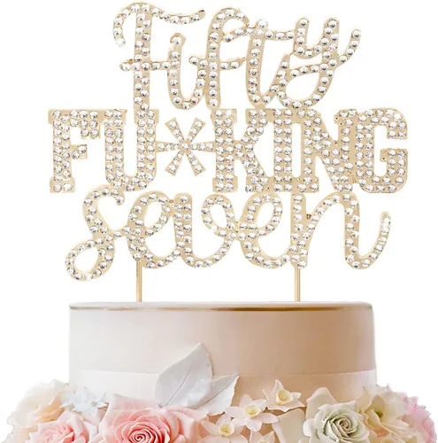 Miniatura 37 de LINGTEER Veintiún divertidos adornos dorados para tartas con diamantes de imitación – Saludos a los 21 años de edad, decoración de centros de mesa