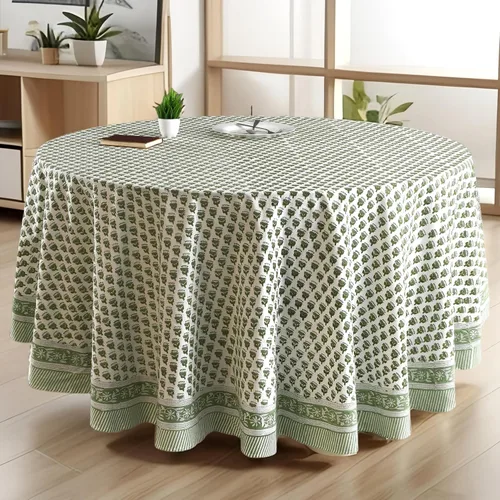 Miniatura 28 de CPC Mantel redondo - Mantel de algodón con estampado de bloques indios - Mantel de algodón impreso a mano y lavable - Primavera/Verano, mantel