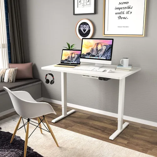 Miniatura 2 de POWERSTONE Escritorio eléctrico de pie ajustable en altura – Escritorio para computadora de pie para oficina en casa, escritorio elevador, mesa