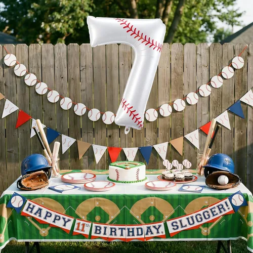 Miniatura 4 de Jenaai Globos de béisbol con el número 7 de 40 pulgadas, decoraciones de fiesta de cumpleaños, globos de aluminio grandes para cumpleaños, baby