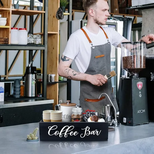 Miniatura 2 de MINCORD Organizador de Estación de Café Soporte de Barra de Café de Madera Accesorios para Encimera, Cesta de Almacenamiento de Cápsulas Kcup
