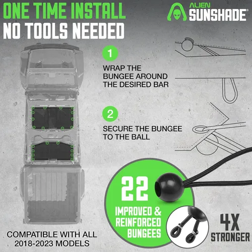 Miniatura 3 de Alien Sunshade Parasol para Jeep Gladiator negro (2018-2023), accesorios para Jeep Gladiator, parasol de malla delantera y trasera, parte superior