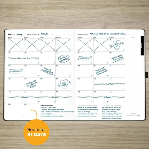 Miniatura 6 de Get Stuff Done Agenda para la productividad – Planificador diario sin fecha de 1 año, 8.5 x 11 – Organizador resistente e inteligente