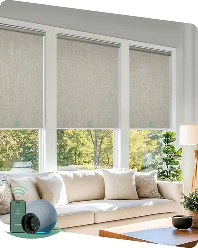 Miniatura 36 de Yoolax - cortinas enrollables motorizadas sin cenefa Vinilo opaco gris claro