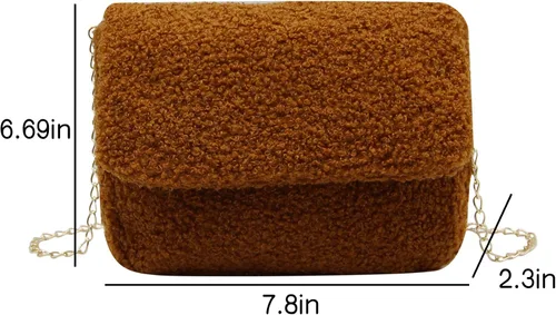 Miniatura 7 de RARITYUS Bolso de hombro con estampado de leopardo para mujer, bolso de felpa esponjosa, bolso cruzado de piel sintética con correa de cadena