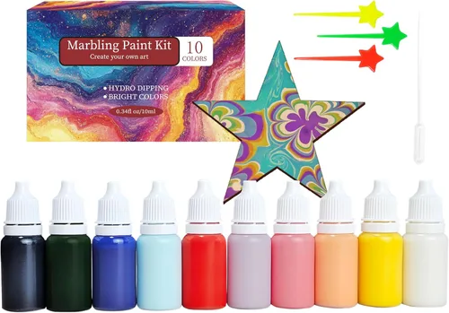 Kit de pintura de mármol de agua de 14 piezas, pintura de agua de Navidad para manualidades, juego de manualidades con patrón de mármol turco, kit