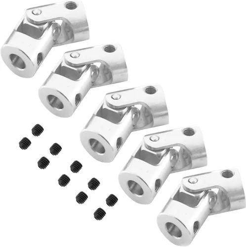 Paquete de 5 conectores de motor de acoplamiento de junta en U universales giratorios para automóvil RC, robot, barco oruga (0.197 in a 0.197 in)