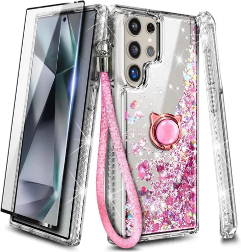 Miniatura 243 de NGB - Funda de teléfono diseñada para Samsung Galaxy S9+ Plus, morado/azul, con purpurina líquida para mujeres y niñas, con protector de pantalla