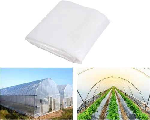 Película de invernadero de 13 x 26 pies, cubiertas de plástico para plantas de invernadero, protección contra la congelación, película transparente