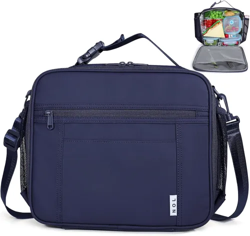 Miniatura 13 de NOL Bolsa de Almuerzo para Niños - Lonchera para niños de 3 años en adelante, reutilizable, aislada, con cierre de cremallera, asa de hebilla, Azul