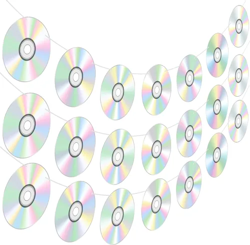 4 pancartas de disco de CD, decoraciones retro de los años 90, decoración de fiesta de cumpleaños de los años 90, decoración de fiesta de música