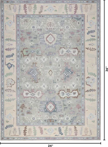 Miniatura 2 de Kuden Alfombra pequeña de 2 x 3, lavable a máquina, parte trasera antideslizante, estilo vintage, suave, pelo bajo, alfombras de área para entrada