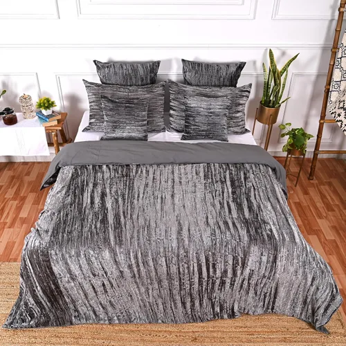 Miniatura 17 de Funda de edredón de terciopelo sólido ultra-luxe, ropa de cama boho UO, funda de colcha Donna, juego de edredón de 3 piezas, juego de cama de Azul