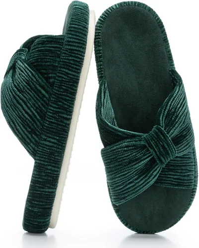 Miniatura 17 de Chantomoo - Pantuflas para mujer de espuma viscoelástica para la casa con cordón, lazo y tiras cruzadas, zapatos de cama cómodos y de moda