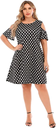 Miniatura 23 de Hbeyyto - Vestido informal de manga corta con hombros descubiertos para mujer, holgado y con bolsillos, talla grande