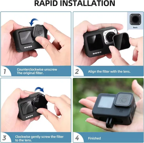 Miniatura 8 de Paquete de 4 filtros ND ND8 ND16 ND32 CPL para GoPro Hero 13, Hero12, Hero11, Hero10, Hero 9 negro, HD de vidrio óptico de densidad neutra
