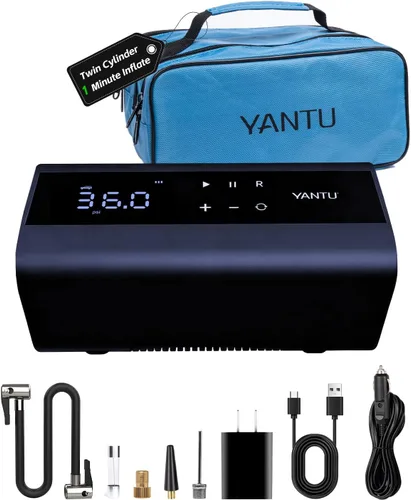 Miniatura 10 de YANTU Inflador de neumáticos inalámbrico con doble cilindro y compresor de aire portátil de pantalla grande de 8.3 pulgadas para neumáticos