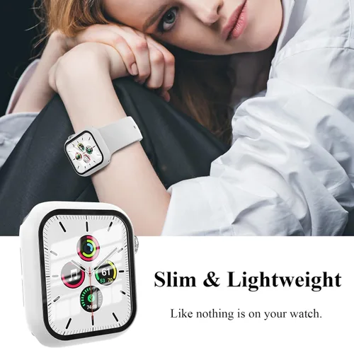 Miniatura 4 de [Paquete de 3] Funda para Apple Watch Series 9/8/7 de 1.614 pulgadas con protector de pantalla de vidrio templado, cobertura completa