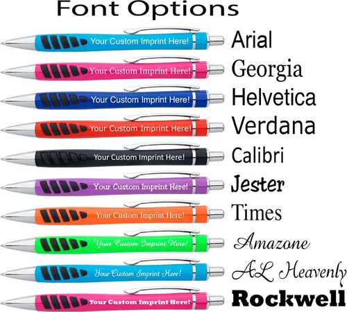 Miniatura 6 de ExpressDesigns™ - Su nombre o huella en nuestro bolígrafo Addison impreso personalizado - Agarre de goma para escribir comodidad y control, tinta