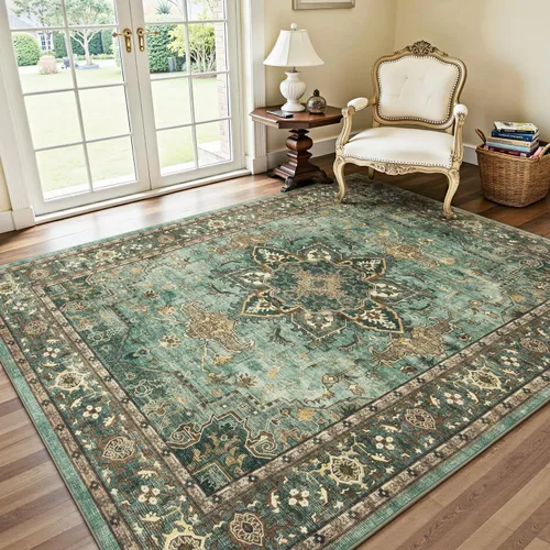 Miniatura 56 de Lofus 8x10 Alfombras de área para sala de estar, alfombra de área lavable, alfombras para dormitorio, cocina, alfombra vintage boho, alfombra suave