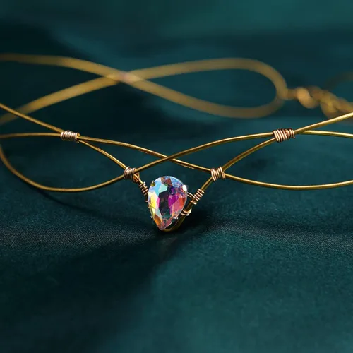 Miniatura 5 de Tiara de princesa de hadas, diadema de círculo de hadas, tiara de princesa con diamantes de imitación, hecha a mano, diadema dorada y verde vintage