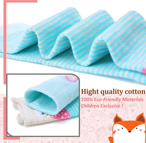 Miniatura 5 de MOGGEI 6 pares de calcetines hasta la rodilla para niños y niñas de regalo largos locos tontos altos divertidos lindos animales para niños