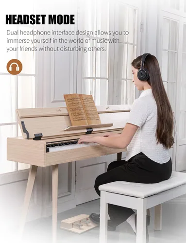 Miniatura 3 de Uiscom Piano digital, peso de 88 teclas, eléctrico, de escritorio a tocador de madera, teclado progresivo, acción de martillo, perfecto