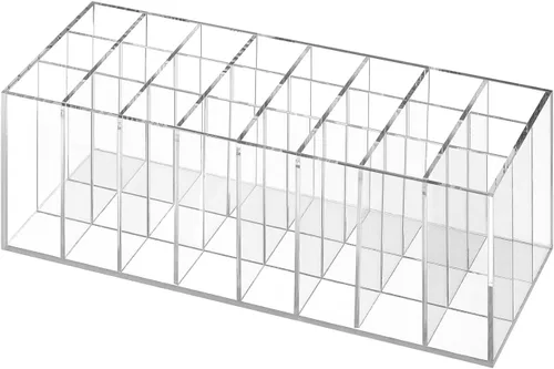 Organizador de lápiz labial, soporte grueso de acrílico transparente de 24 ranuras para tocador, organizador de maquillaje para brillo de labios,