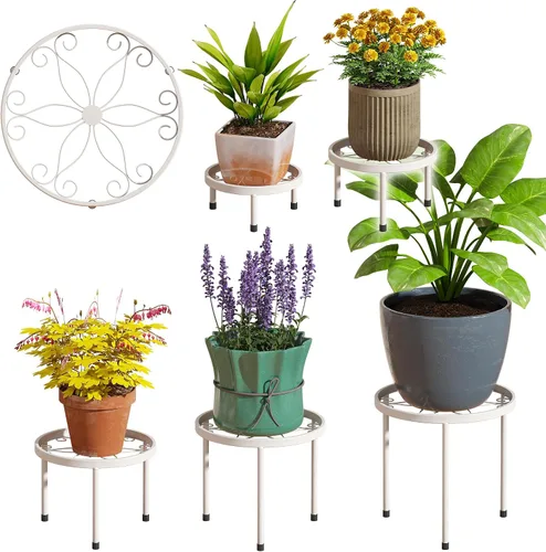 Miniatura 8 de Soporte para plantas para interiores y exteriores, paquete de 5 soportes de metal resistente, múltiples plantas, soporte de hierro antioxidante