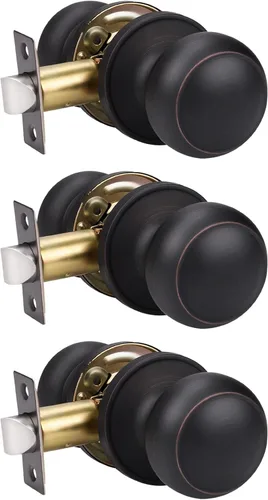 Miniatura 45 de Manija de puerta de acero macizo con diseño de bola antigua, para puerta de trastero, dormitorio, baño 609 Negro