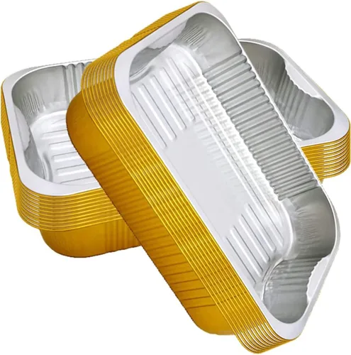 Miniatura 6 de Sartenes de papel de aluminio de SuiXinCook con tapas, 10 unidades, resistentes, 2 libras, sartén pequeña de papel de aluminio de 8.5"×6