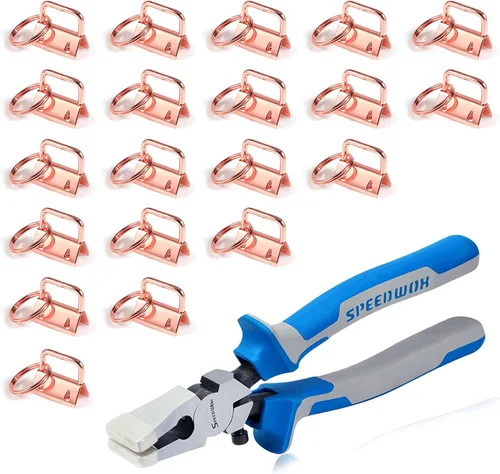 Miniatura 24 de SPEEDWOX Juego de 20 piezas de accesorios para llaves de oro rosa de 0.8 pulgadas, alicates de vidrio de 8 pulgadas con puntas de goma