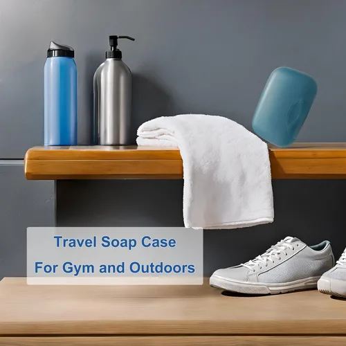 Miniatura 4 de Soporte de jabón de viaje, barra, jabonera, ducha, caja de almacenamiento de jabón para baño, camping, gimnasio, Vonpri (azul, paquete de 3)